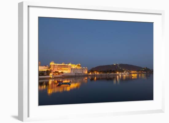 City Palace in Udaipur at Night, Reflected in Lake Pichola, Udaipur, Rajasthan, India, Asia-Martin Child-Framed Photographic Print