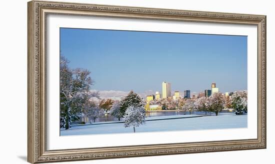 City Park Covered with Snow at Winter, City Park, Denver, Colorado, USA-null-Framed Photographic Print