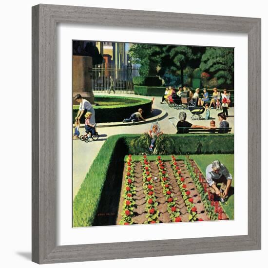 "City Park", June 5, 1954-John Falter-Framed Giclee Print