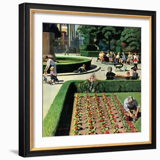 "City Park", June 5, 1954-John Falter-Framed Giclee Print