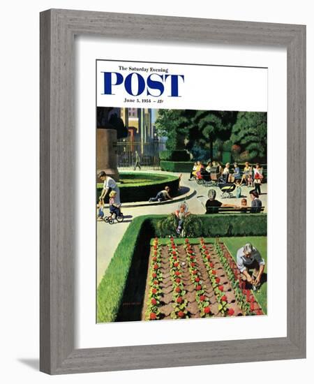 "City Park" Saturday Evening Post Cover, June 5, 1954-John Falter-Framed Giclee Print