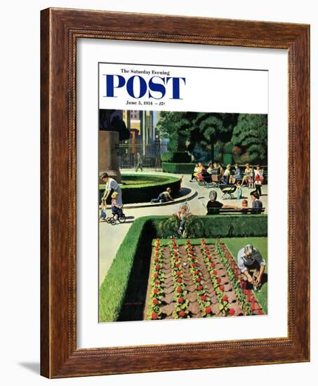 "City Park" Saturday Evening Post Cover, June 5, 1954-John Falter-Framed Giclee Print