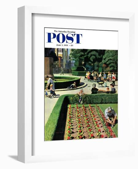 "City Park" Saturday Evening Post Cover, June 5, 1954-John Falter-Framed Giclee Print