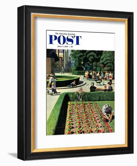 "City Park" Saturday Evening Post Cover, June 5, 1954-John Falter-Framed Giclee Print