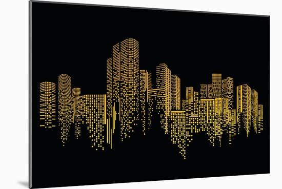 City Scene on Night Time-naKornCreate-Mounted Art Print