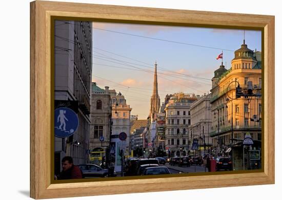 City Scene with St. Stephen's Cathedral in Background, Vienna, Austria, Europe-Neil Farrin-Framed Premier Image Canvas