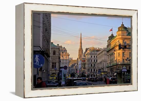 City Scene with St. Stephen's Cathedral in Background, Vienna, Austria, Europe-Neil Farrin-Framed Premier Image Canvas