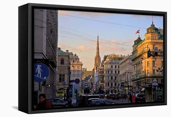 City Scene with St. Stephen's Cathedral in Background, Vienna, Austria, Europe-Neil Farrin-Framed Premier Image Canvas