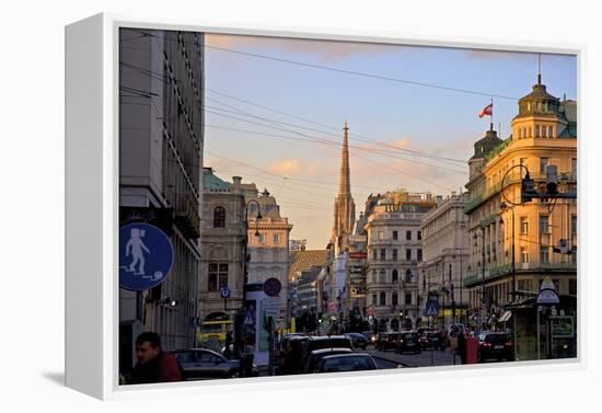 City Scene with St. Stephen's Cathedral in Background, Vienna, Austria, Europe-Neil Farrin-Framed Premier Image Canvas