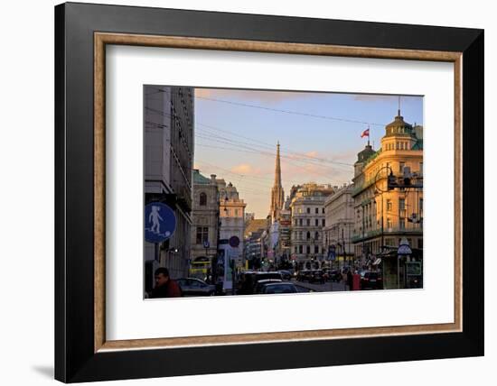 City Scene with St. Stephen's Cathedral in Background, Vienna, Austria, Europe-Neil Farrin-Framed Photographic Print