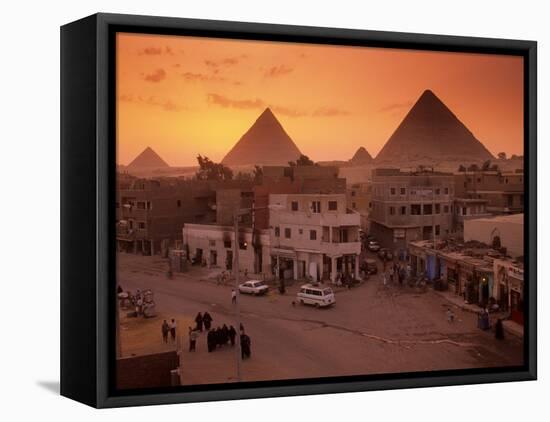 City Scenic with Pyramids, Giza Plateau, Egypt-Kenneth Garrett-Framed Premier Image Canvas