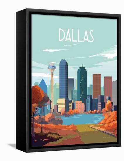 City Sights Dallas-Omar Escalante-Framed Stretched Canvas