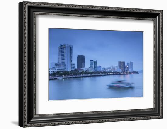 City Skyline Along Han River at Dusk, Da Nang, Vietnam, Indochina, Southeast Asia, Asia-Ian Trower-Framed Photographic Print