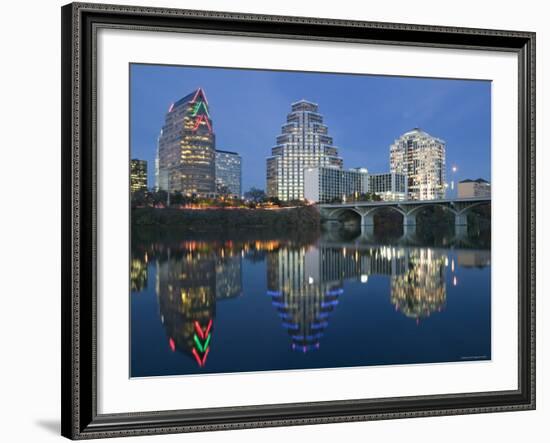 City Skyline Along Town Lake, Austin, Texas, USA-Walter Bibikow-Framed Photographic Print