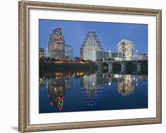 City Skyline Along Town Lake, Austin, Texas, USA-Walter Bibikow-Framed Photographic Print