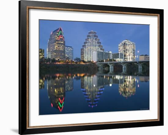 City Skyline Along Town Lake, Austin, Texas, USA-Walter Bibikow-Framed Photographic Print