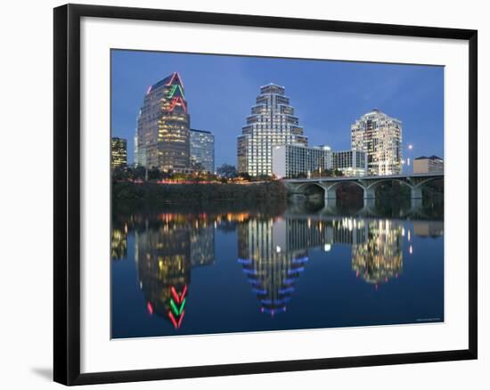 City Skyline Along Town Lake, Austin, Texas, USA-Walter Bibikow-Framed Photographic Print