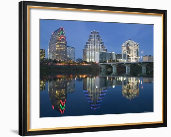 City Skyline Along Town Lake, Austin, Texas, USA-Walter Bibikow-Framed Photographic Print