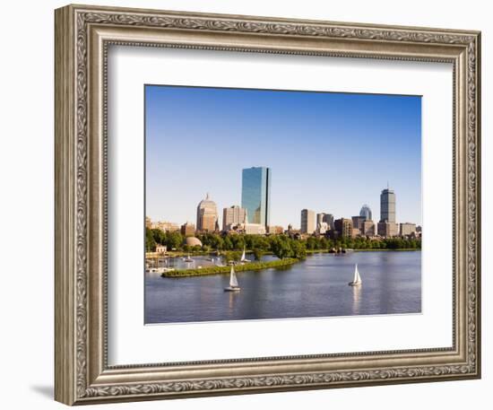 City Skyline and Charles River, Boston, Massachusetts, USA-Amanda Hall-Framed Photographic Print