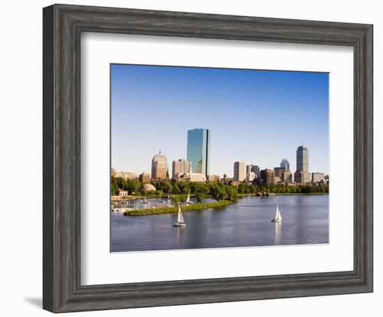 City Skyline and Charles River, Boston, Massachusetts, USA-Amanda Hall-Framed Photographic Print