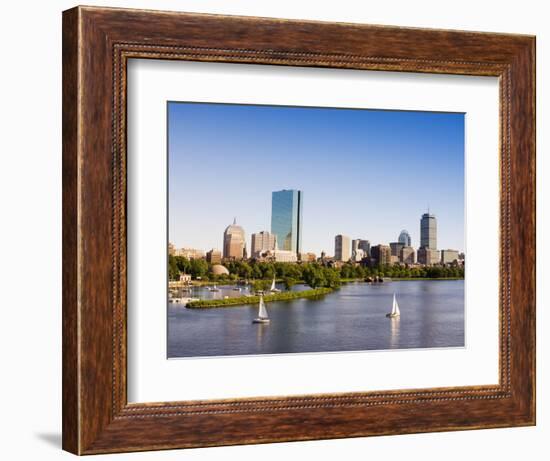 City Skyline and Charles River, Boston, Massachusetts, USA-Amanda Hall-Framed Photographic Print