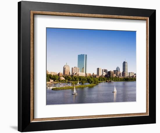 City Skyline and Charles River, Boston, Massachusetts, USA-Amanda Hall-Framed Photographic Print