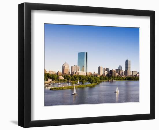 City Skyline and Charles River, Boston, Massachusetts, USA-Amanda Hall-Framed Photographic Print