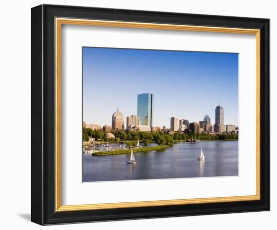 City Skyline and Charles River, Boston, Massachusetts, USA-Amanda Hall-Framed Photographic Print