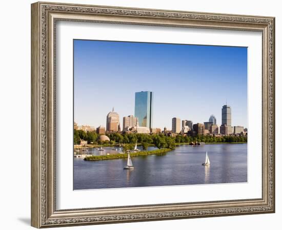 City Skyline and Charles River, Boston, Massachusetts, USA-Amanda Hall-Framed Photographic Print