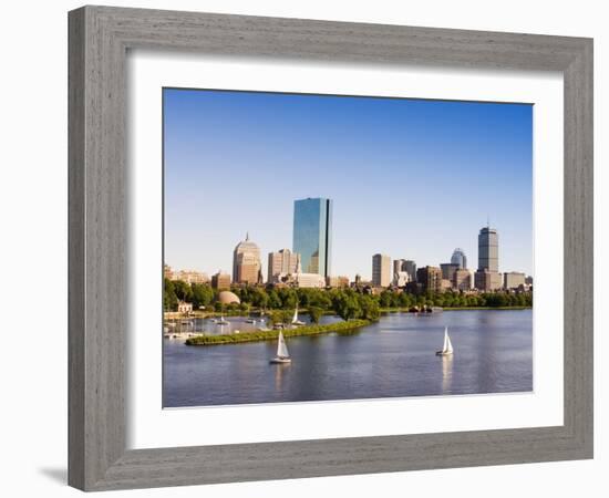 City Skyline and Charles River, Boston, Massachusetts, USA-Amanda Hall-Framed Photographic Print