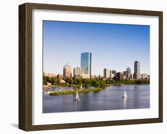 City Skyline and Charles River, Boston, Massachusetts, USA-Amanda Hall-Framed Photographic Print