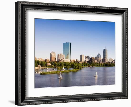 City Skyline and Charles River, Boston, Massachusetts, USA-Amanda Hall-Framed Photographic Print