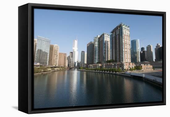 City Skyline and Chicago River, Chicago-Alan Klehr-Framed Premier Image Canvas