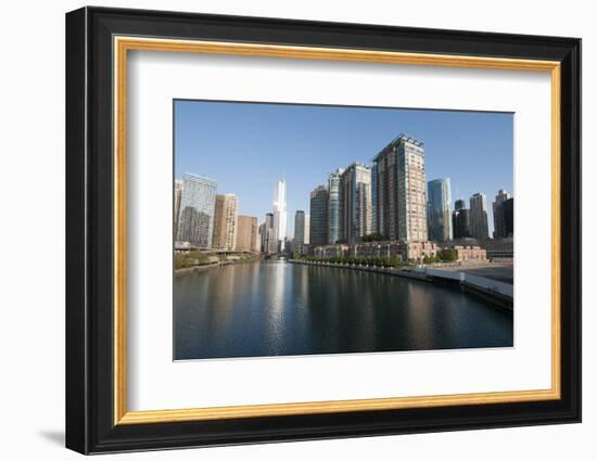 City Skyline and Chicago River, Chicago-Alan Klehr-Framed Photographic Print