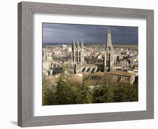 City Skyline and Christian Cathedral, Burgos, Castilla-Leon (Castile), Spain-John Miller-Framed Photographic Print