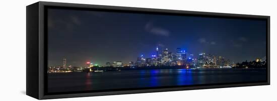 City Skyline and Harbour Bridge at Night, Sydney, New South Wales, Australia, Pacific-Giles Bracher-Framed Premier Image Canvas