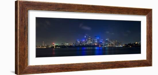 City Skyline and Harbour Bridge at Night, Sydney, New South Wales, Australia, Pacific-Giles Bracher-Framed Photographic Print