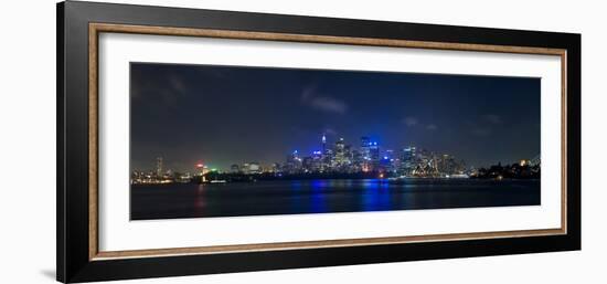 City Skyline and Harbour Bridge at Night, Sydney, New South Wales, Australia, Pacific-Giles Bracher-Framed Photographic Print