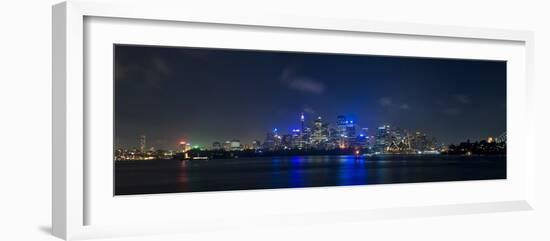 City Skyline and Harbour Bridge at Night, Sydney, New South Wales, Australia, Pacific-Giles Bracher-Framed Photographic Print