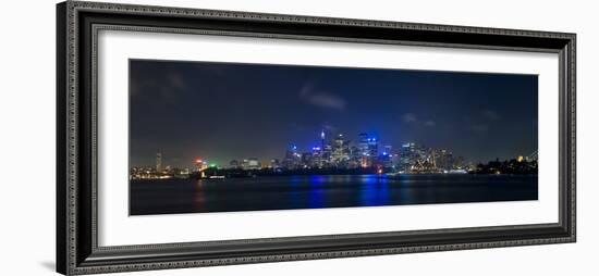 City Skyline and Harbour Bridge at Night, Sydney, New South Wales, Australia, Pacific-Giles Bracher-Framed Photographic Print