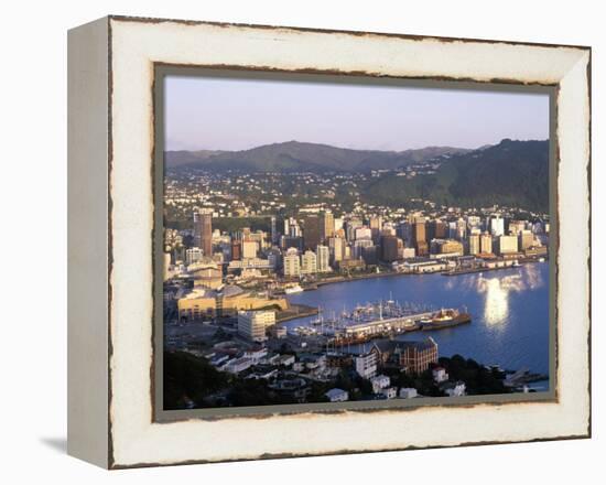 City Skyline and Harbour, Wellington, North Island, New Zealand-Steve Vidler-Framed Premier Image Canvas