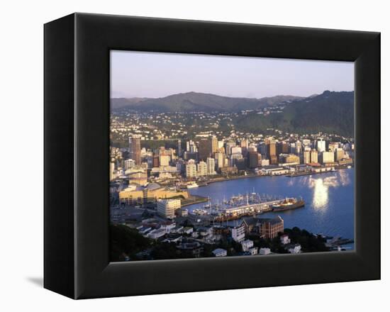 City Skyline and Harbour, Wellington, North Island, New Zealand-Steve Vidler-Framed Premier Image Canvas