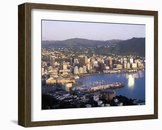 City Skyline and Harbour, Wellington, North Island, New Zealand-Steve Vidler-Framed Photographic Print