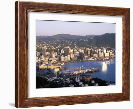 City Skyline and Harbour, Wellington, North Island, New Zealand-Steve Vidler-Framed Photographic Print