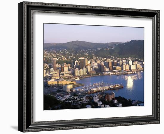 City Skyline and Harbour, Wellington, North Island, New Zealand-Steve Vidler-Framed Photographic Print