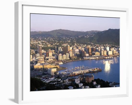 City Skyline and Harbour, Wellington, North Island, New Zealand-Steve Vidler-Framed Photographic Print