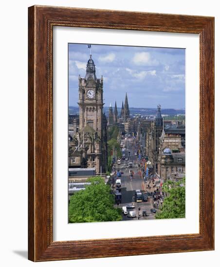 City Skyline and High Level View over Princes Street, City Centre, Edinburgh, Lothian, Scotland, UK-Neale Clarke-Framed Photographic Print