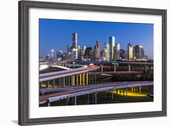 City Skyline and Interstate, Houston, Texas, Usa-Gavin Hellier-Framed Photographic Print