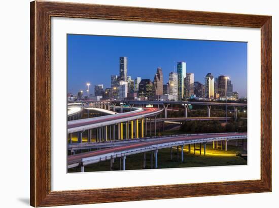 City Skyline and Interstate, Houston, Texas, Usa-Gavin Hellier-Framed Photographic Print