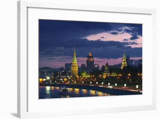 City Skyline and Kremlin at Dusk.-Jon Hicks-Framed Photographic Print